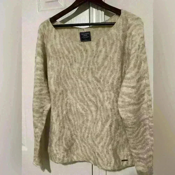 Beige print Abercrombie & Fitch sweater Sz Large - Picture 2 of 16